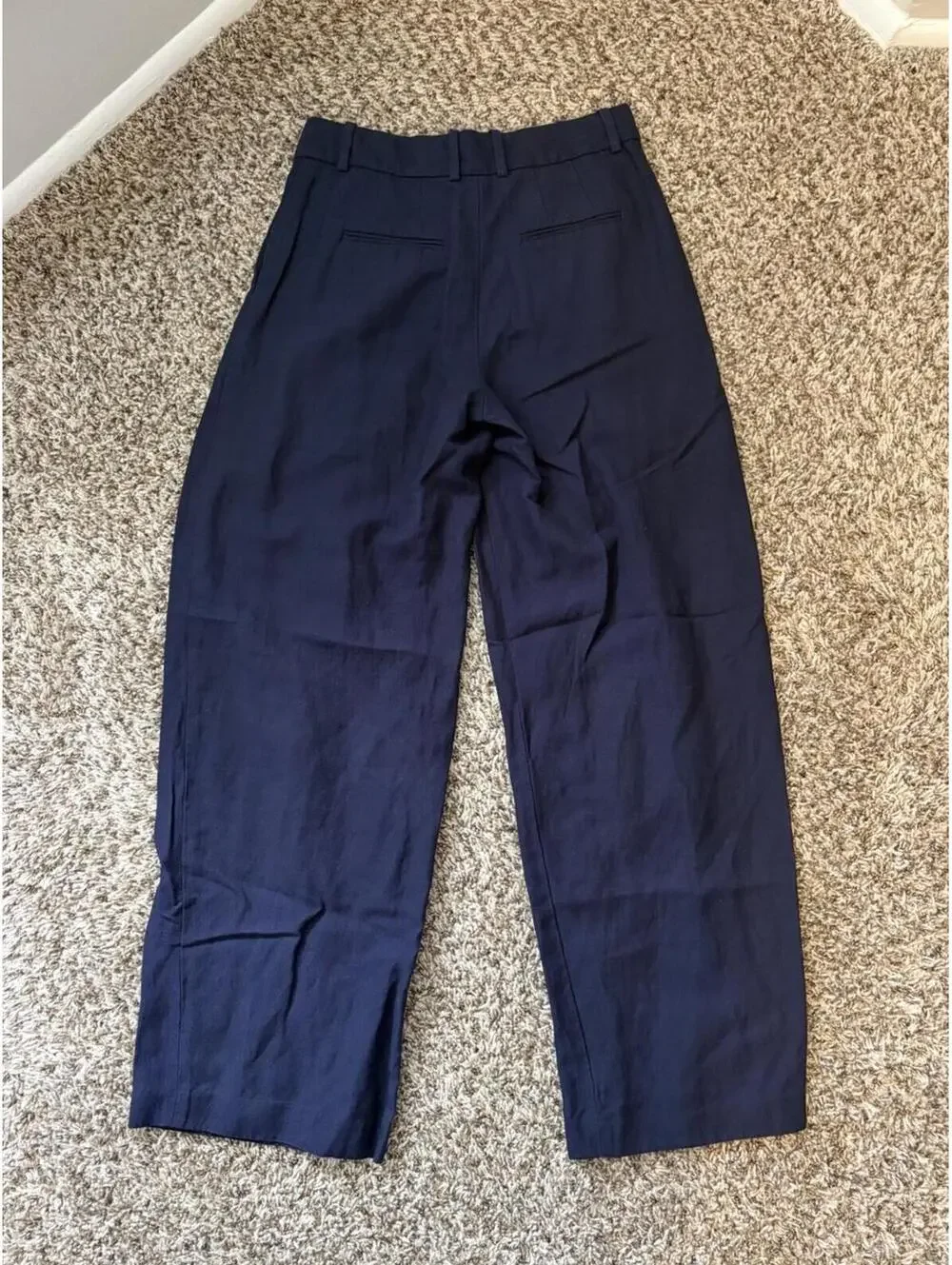 Aritzia Babaton Linen Blend Navy Blue Wide Leg Dress Pants Women’s Size 0